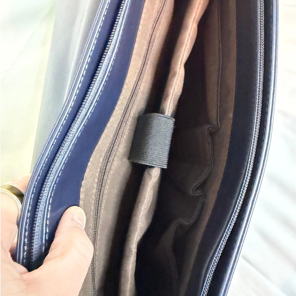 ECOSUSI Navy Faux (Vegan) Leather Briefcase/Messanger Bag NWOT - Picture 7 of 8